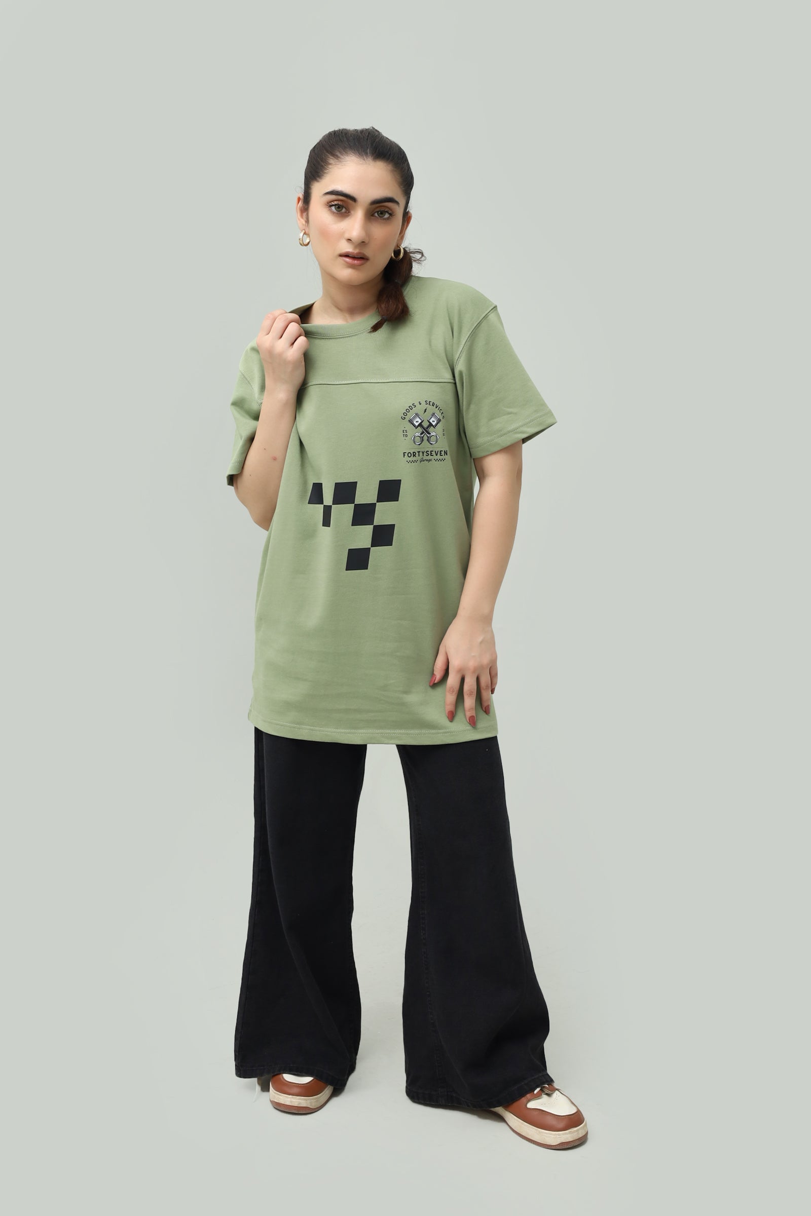 MotoGP Drift Olive Drop Shoulder Tee