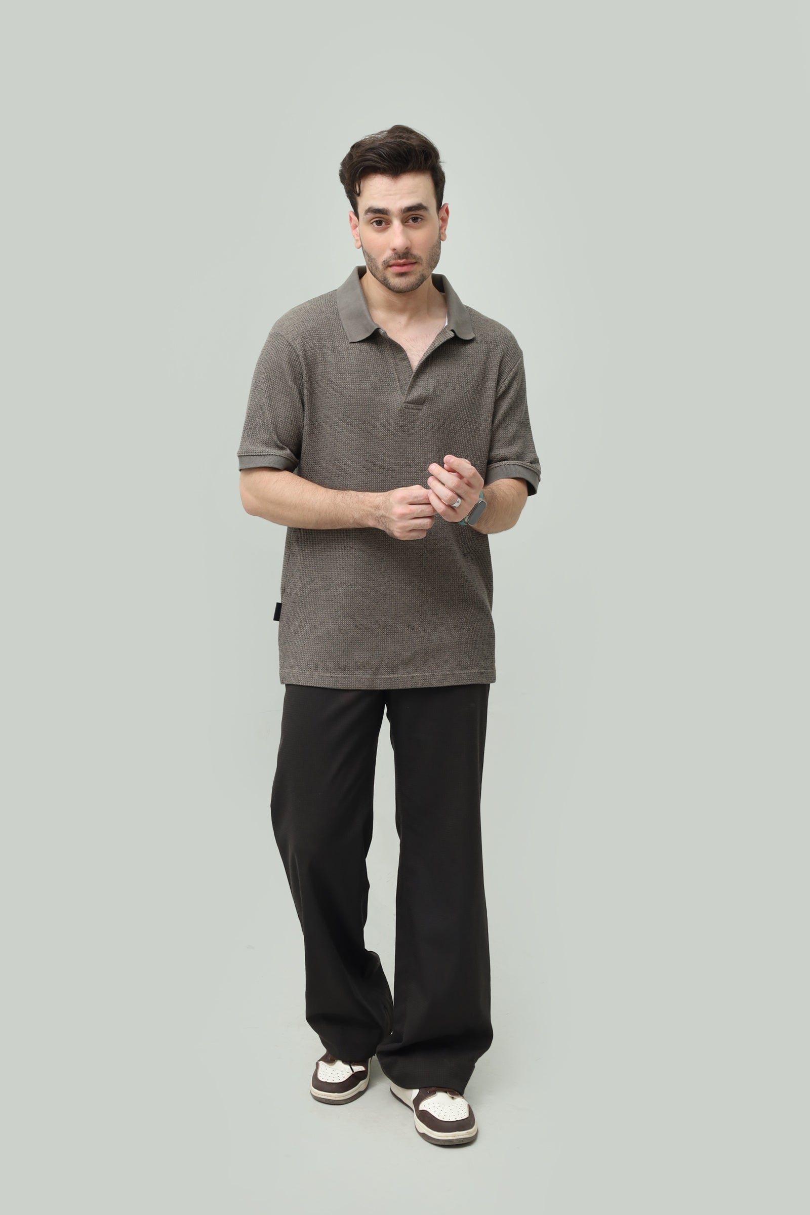 Olive-Green Urban Ease Drop Shoulder Polo