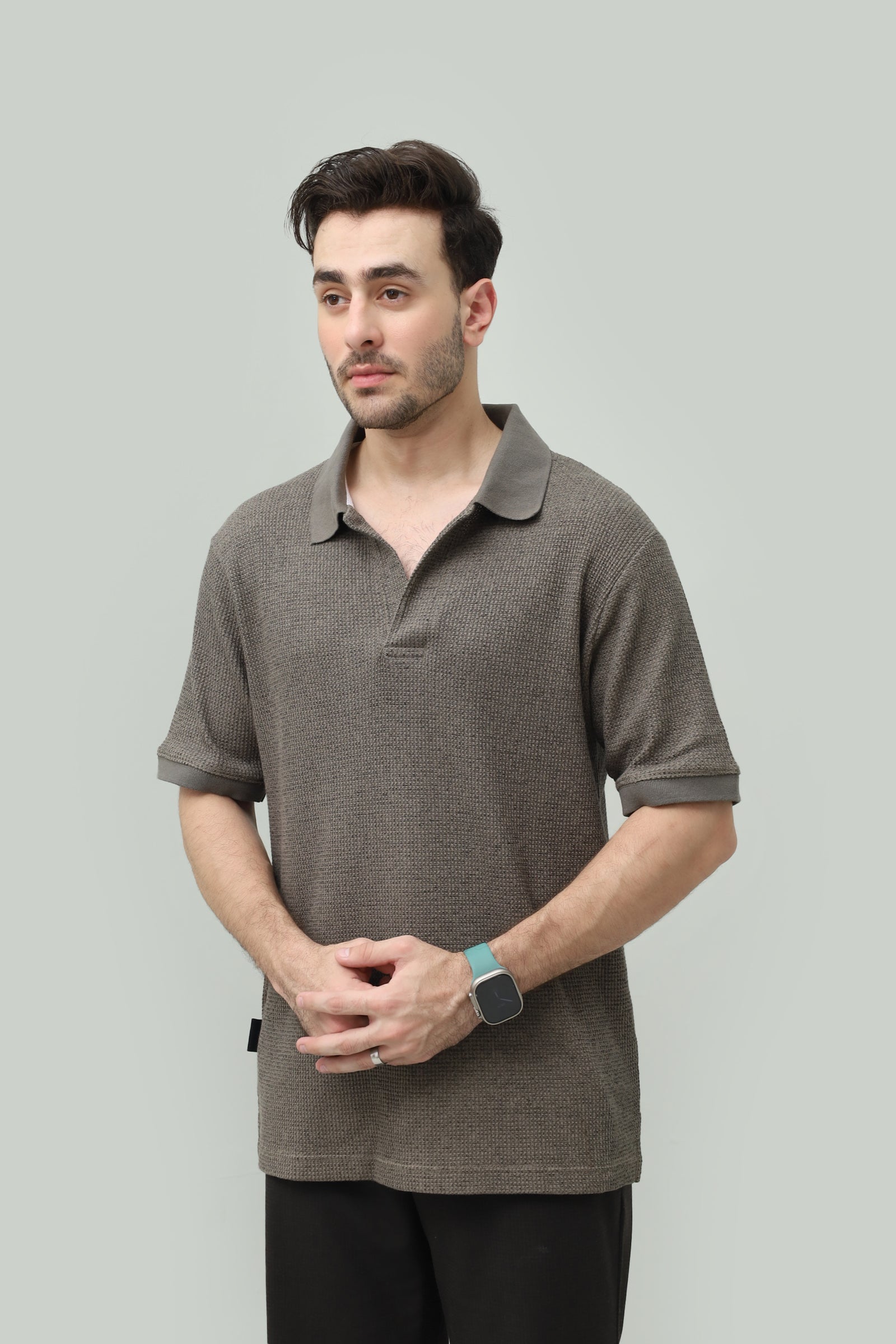 Olive-Green Urban Ease Drop Shoulder Polo